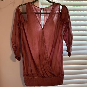Young Fabulous & Broke pink cold shoulder top